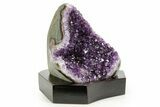 Deep Purple Amethyst Geode With Wood Base - Uruguay #364442-1